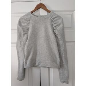 Express Grey Puff Sleeve Fleece Lined Sweatshirt